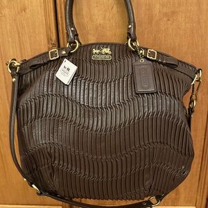 NWT Coach 18643 Madison Gathered Leather Lindsey Satchel Brown $598